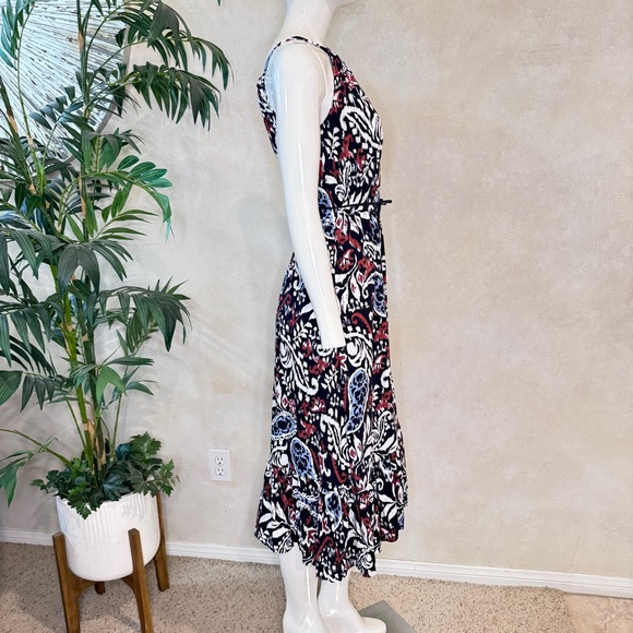 Lucky Brand Navy Paisley Knit Midi Dress Sz M - Picture 3 of 9